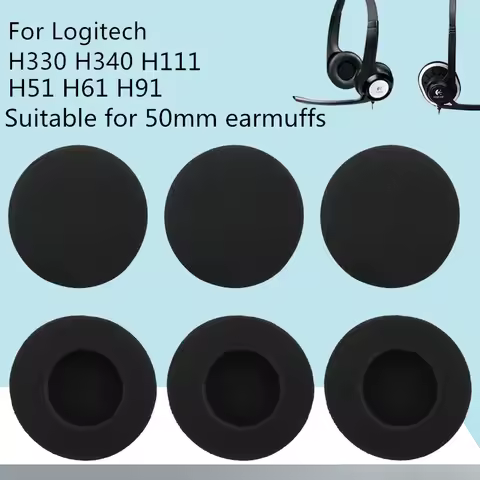 50mm Ear Pads for Logitech H330 H340 H111 H51 PX100 PX200 Earmuffs Sponge Cover USB PC Earphone Earp