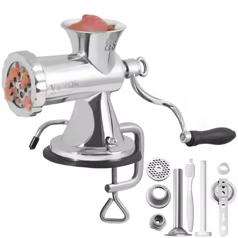 SucceBuy Manual Meat Grinder 304 Stainless Steel Hand Meat Grinder with Suction Cup&Steel Table Clam