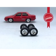 Z253 Hot Wheels Rubber Wheels Tayar Getah - 5 Spoke Chrome 10mm axle Medium Proton saga