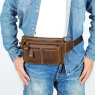 BeeGreen กระเป๋าคาดเอวหนังแท้สำหรับผู้ชาย,กระเป๋าคุณภาพสูงใส่ของได้มากกระเป๋าเดินทางคาดอกกระเป๋าสะพายข้างอเนกประสงค์