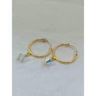 PUTIH White Crystal Pendulum Ring Earrings 1/2 gram Light Gold