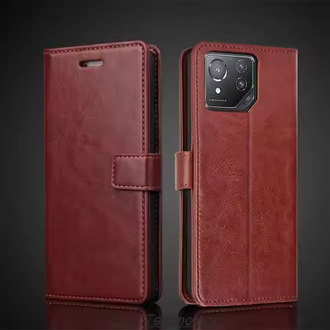 Card Holder Cover Case for ASUS ROG Phone 8 Pro / ROG8 Pro Pu Leather Flip Cover Retro Wallet Phone