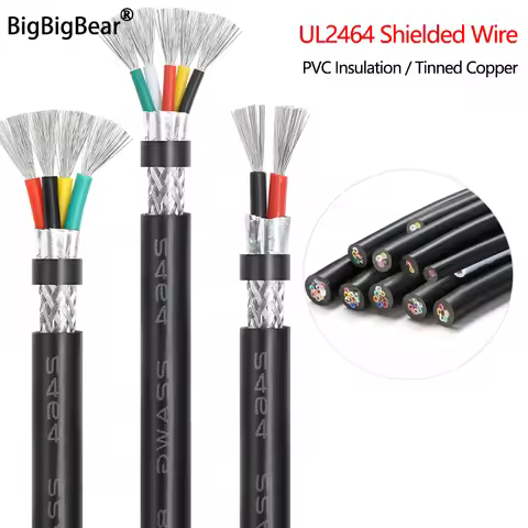 2/5/10m UL2464 Shielded Wire 28/26/24/22/20/18AWG Double Shielded 2/3/4/5/6/8/10/12 Core Anti-interf
