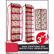 Hanging rack set (hanging bag rack, hanging shoe rack + hijab rack) full zipper