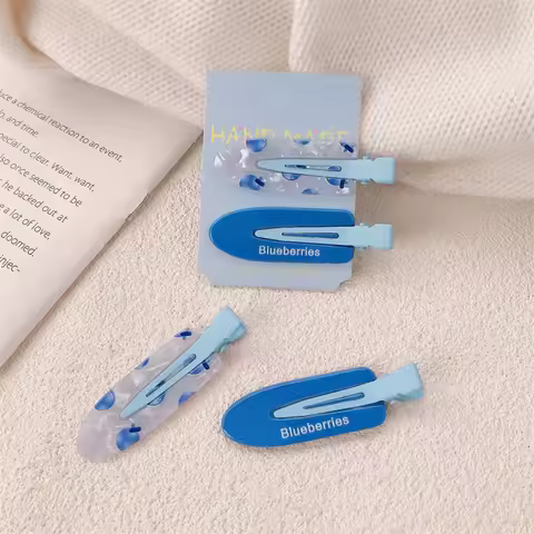 1/2pcs Summer Soda Blueberry Fruit Hair Clip Macaron Color System Girl's Heart Decoration Fragile Ha