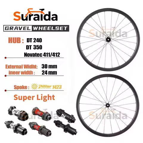 2026 New Suraida 700c Carbon DISC Wheelset DT350 DT240 Hubs Pillar 1423 Super Light 30mm Tubeless Ho
