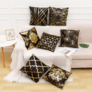 ST-🚤Northern EuropeinsWind Leaf Geometric Gilding Pillow Cover Sofa and Bed Cushions Square Pillow Case Bay Window Pillo