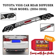 CP 2014 2015 2016 TOYOTA VIOS DIFFUSER SILVER Car Rear Bumper Diffusers Lip Spoiler Body Kits ABS Pl