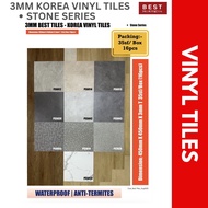 3mm Best Tiles (Korea Vinyl Tiles) | Dimension: 450 X 450mm X 3mm T | 35sf/Box (16pcs)