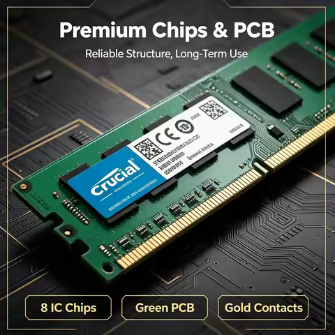 Genuine Crucial Desktop DDR3/DDR3L Memory 4GB 8GB, 8 Chips Green PCB, 1.35V 1.5V, 1333 1600 1866MHz 