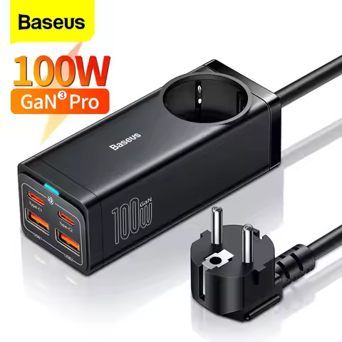 Baseus 100W 65W GaN USB Charger Desktop Power Strip Type C PD QC Quick Charge 4.0 3.0 Fast Charging 