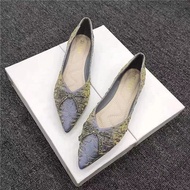 DE9 Kasut Perempuan Fairy Flat Shoes Woman Pointed Toe Pump Peas Flats