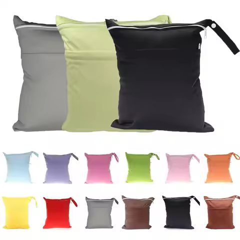Dirty Wet Clothes Toiletries Bag with Two Pockets Wet Dry Bag Waterproof Nappy Dry Bag Reusable Yoga