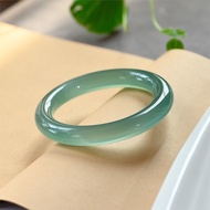 Natural Ice Oil Blue Jade Chalcedony Bracelet Fat Round Strip Bangle Yuanshan Daidai Agate Bracelet 