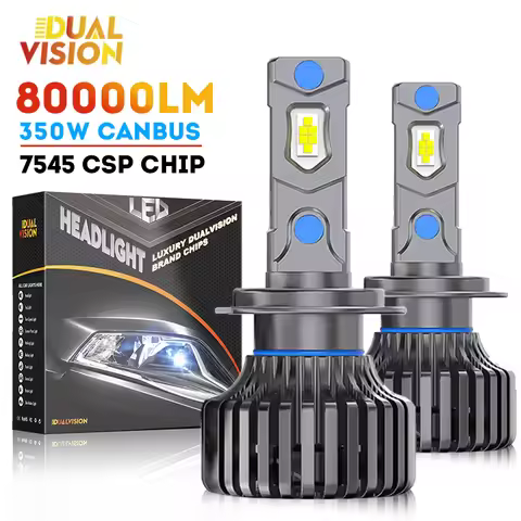 Dualvision H7 H4 Led Headlight 80000LM 350W Canbus H1 H8 H9 H11 9005 9006 HB3 HB4 9012 High Low Beam