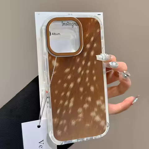 Deer Pattern Brown Vitality Phone Case for iPhone 17 16 15 14 13 12 11 Pro Max XS X 7 8 Plus SE 2022