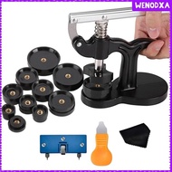 [Wenodxa] Watch Press Tool Set Back Case Closer Closing Tool Wristwatch Portable for Watch Back Cover Watches Repairing with 12Pcs Dies