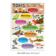 Poster 7 Days EA-405 A4 Size PP Plastic Learning Media English Subject Teaching Education & School