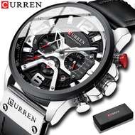 Jam Tangan Lelaki CURREN Top Luxury Leather Band Waterproof Fashion Watch Men's Sport Chronograph Mi