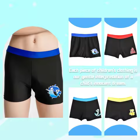 Boys Swim Trunks Kids Casual Beach Shorts Pants Dolphin Coconut Tree Print Vacation Swimwear Summer 
