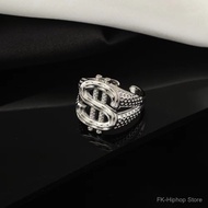 【FK】Hip Hop Dollar Symbol Ring Open Design Adjustable Punk Ring