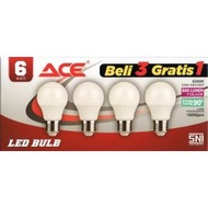CAHAYA ACE Led Bulb Lamp Package Buy 3 Get 1 Free White Light 6 Watt 8 Watt 10 Watt - 6 Watt
