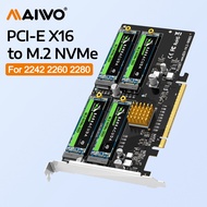 MAIWO PCIe 3.0 X16 Quad M.2 Expansion Card-4-Bay NVMe Adapter with 5 RAID Modes GEN3 X4 High Speed A