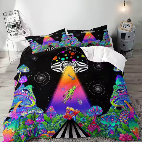 Alien Duvet Cover Set for Kids Teens Queen King Twin Size Lightweight Down Quilt Covers 2 Pillowcase