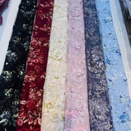 N87 Cross-Border Customizable Colorful Bead & Sequin Floral 3D Embroidered Gauze Fabric