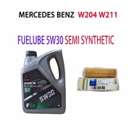 MERCEDES BENZ W204  W211  OIL FILTER + FUELUBE 5W30 SEMI  SYNTHETIC  ENGINE OIL