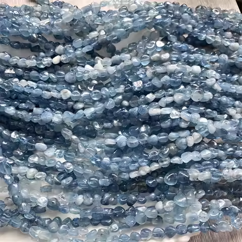 DEVIL blue Aquamarine baroque 5-6mm 37cm for DIY jewelry making loose beads FPPJ wholesale nature