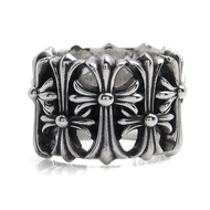 Mountain Crow Heart Round Tomb Burial Tomb Ancient Tomb Multi-Cross Ring 925 Silver Retro Men Women 