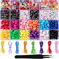 1000 Pieces Bracelet Making Beads ABC Beads Pony Beads Letter Alphabet Beads with 8 Rolls Colorful Elastic Bracelet String for Jewelry Making DIY Crafts