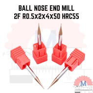 Ballnose 1mm HRC55 ballmill R0.5 D1 mm 2F radius 0.5mm