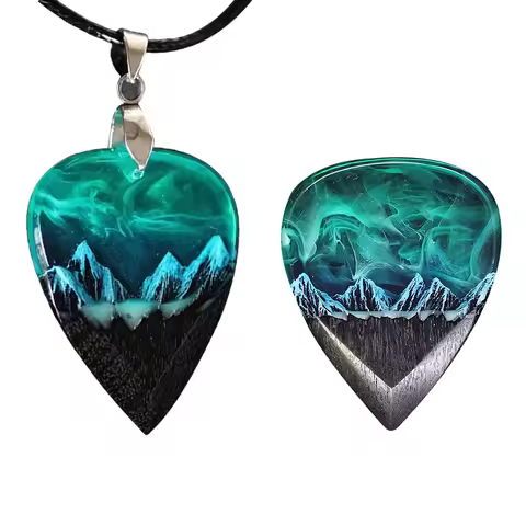 Epoxy Resin Guitar Picks Northern Lights Necklace Guitar Pick Plectrums Creative Pendant Guitar Plec