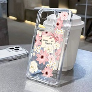 Pink Black Floral กันกระแทก Space Case สำหรับ for iPhone 11 13 12 14 Pro Max 14 Pro 7 8 Plus XR XS Max 12 13 Pro 14 Plus SE กล้องป้องกัน