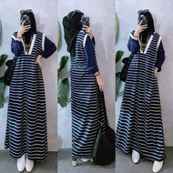 Stripe V Maxy, gamis bshan ksos stripe premium mix Twill import fit to XXL lr 110-118 modern nursing
