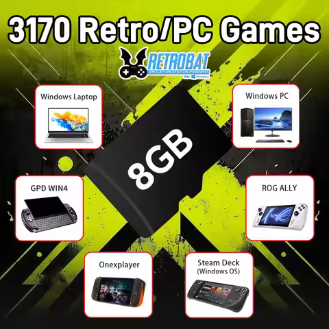 8GB Game TF Card with 3170 Retro/PC Games Retrobat OS for ROG ALLY/Onexplayer/GPD WIN4/Win Handheld 