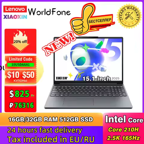 NEW 2025 Lenovo Laptop XiaoXin 15 Laptop Core 5 210H 16G+512G 15.1" 2.5K 165Hz OLED Screen NotebookP