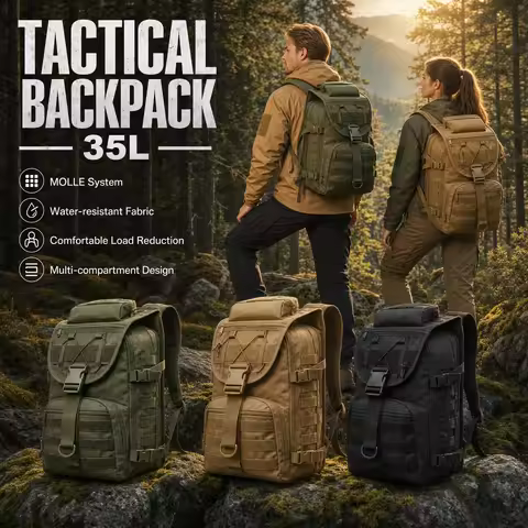 35L Mountaineering Backpack Tactical with MOLLE System Bags Water Resistant Hiking Rucksack for Alpi