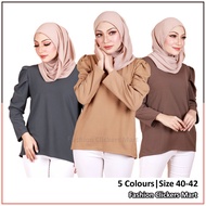 FC Mart - Women Casual Blouse / Baju Perempuan Lengan Panjang / Plain Cotton Long Sleeves Top / Blause Wanita Muslimah
