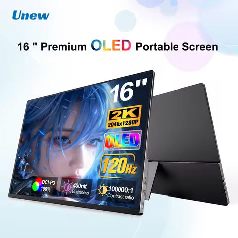 16 Inch 2K 120Hz OLED Portable Monitor 2048×1280 100% DCI-P3 VESA Mount Screen for Laptop PS5 Switch