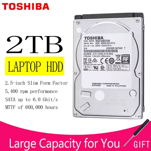 TOSHIBA 2TB Laptop Notebook Hard Drive Disk HDD HD 2.5" 9.5mm Thickness SATA III 128M 6.0Gb/s 5400 R