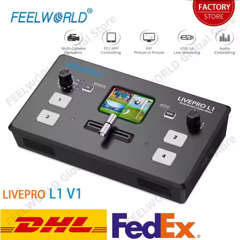 FEELWORLD LIVEPRO L1 V1 Live Streaming Video Switcher 4xHDMI Input Hdmi USB3.0 Studio Record Preview