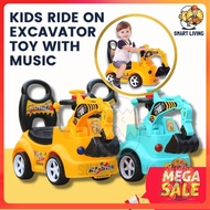 Kids Excavator Toy With Music Toy Car Ride On Baby Walker Toy Excavator Walker