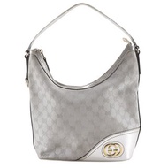 【日本直送】Gucci 古馳 Interlocking G 肩背包 182491 GG帆布 銀色 女款【二手】