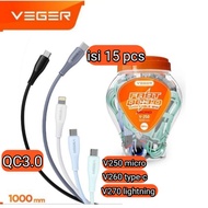 Kabel Data Veger ( 1 TOPLES 20 PCS ) { V250 V260 V270 ISI 15 PCS } V230 V107 MICRO V108 TYPE-C V109