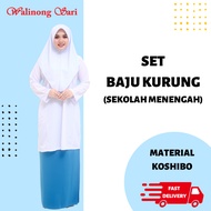Set Baju Kurung Sekolah Menengah (Baju Putih Lengan Biasa/Cekak + Kain Sea Blue)