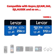 Lexar High Performance 633x Micro SD Card 256GB / 512GB For Gopro Hero 10 / 11 / 12 Action Camera Accessories