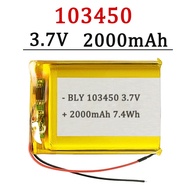 3.7V 2000mAh 103450 Polymer Lithium Battery Lithium Ion Battery For Power Bank GPS 100% Real Capacit